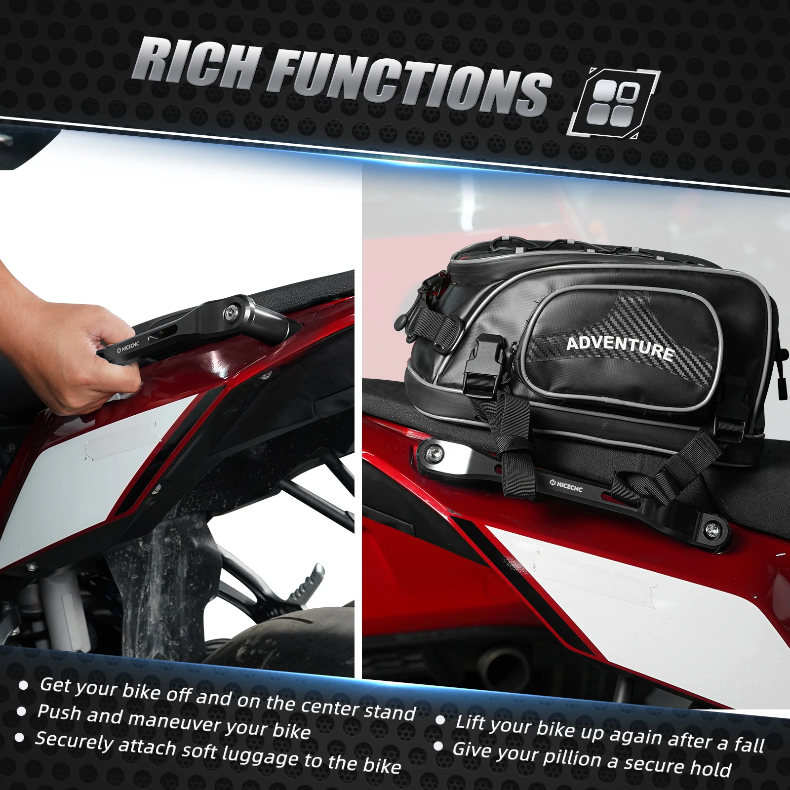 

For Yamaha Tenere 700 /XTZ700 2019-2024 700 Rally Edition 2020-2024 700 World Raid 2022 Passenger Rear Grab Handle Set