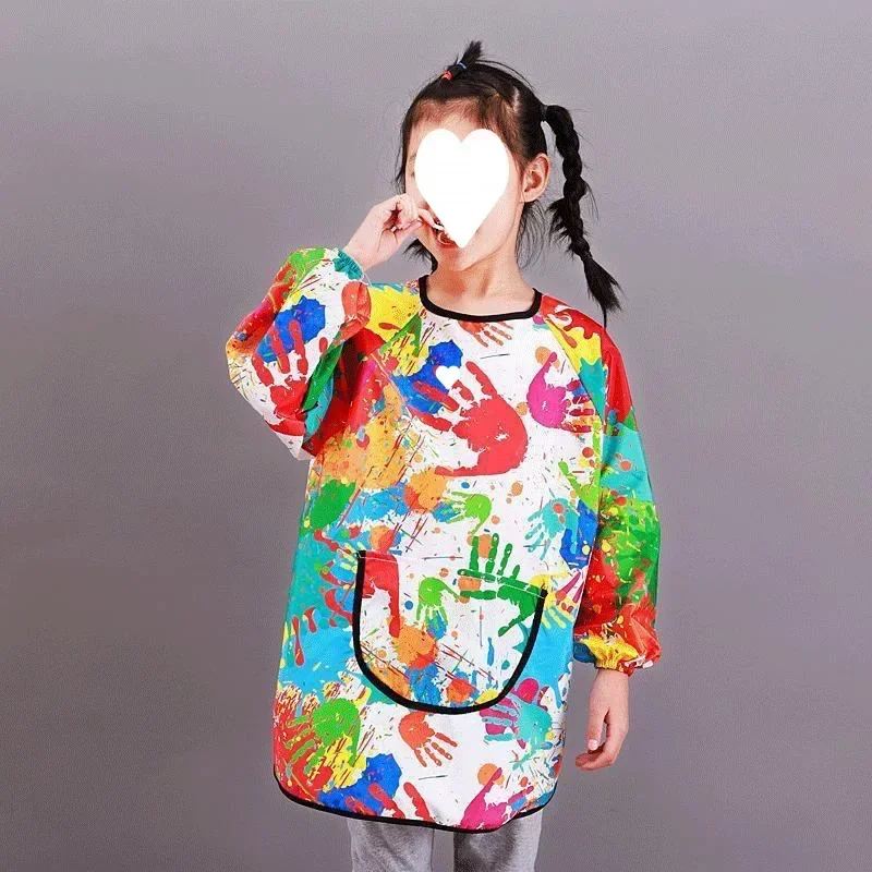 Painting Waterproof Apron Long Sleeved Eating Bib Kindergarten Reverse Dressing Art Graffiti Parent-child Interaction Create