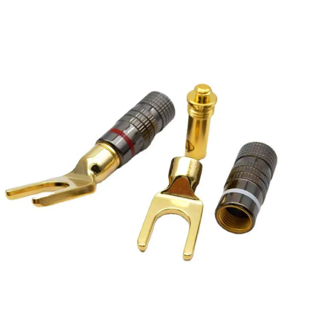 24k Gold Plated Speaker Banana Plugs Hifi High Quality HiFi 4mm Audio Speaker Cable Connector Banana Jack Plugs