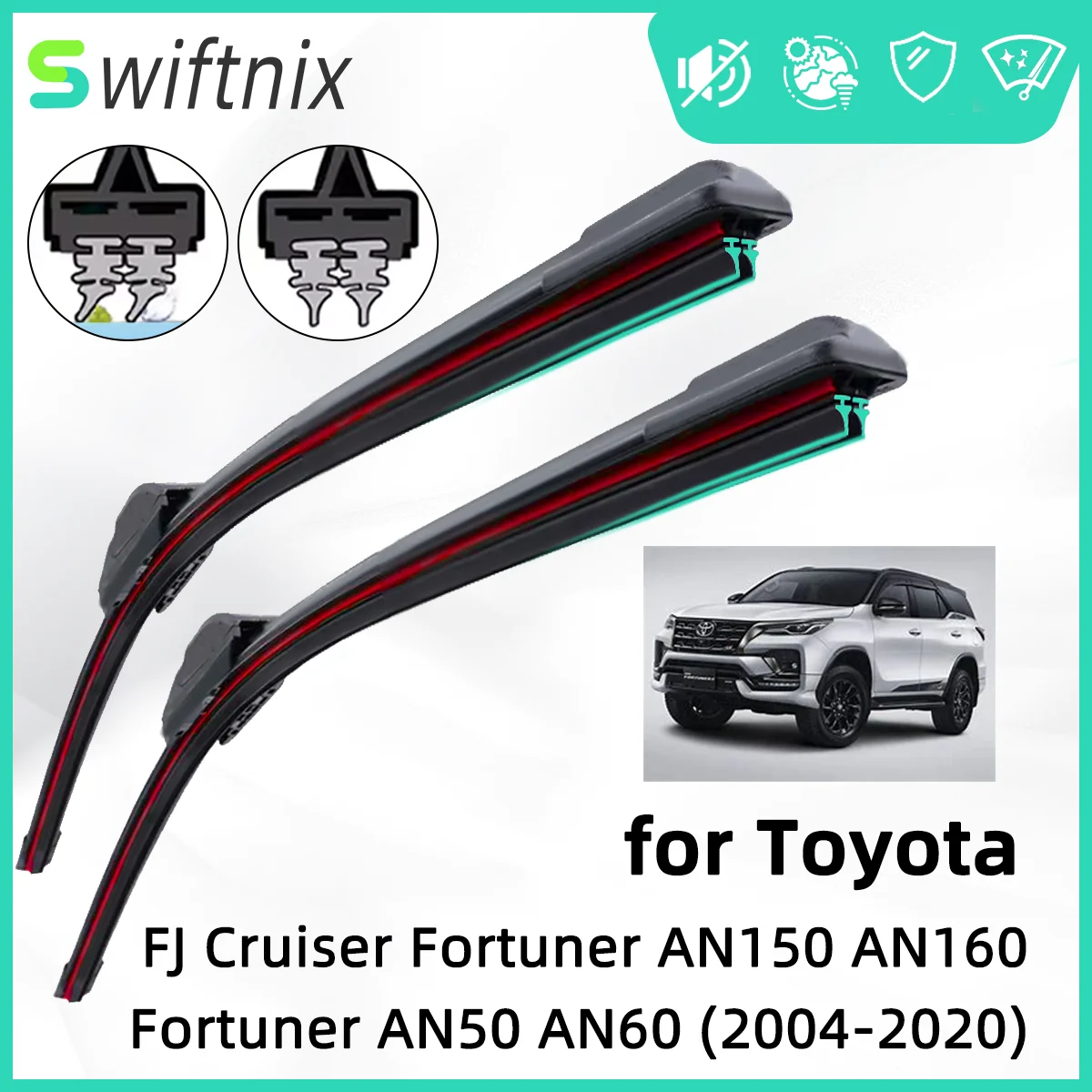 Двойной резиновый автомобильный дворник для Toyota FJ Cruiser Fortuner AN150 AN160 AN50, щетки переднего дворника, щетки, резак, аксессуары для ветрового стекла