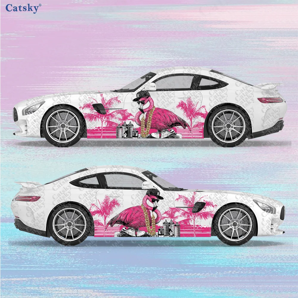 Hip Hop Cool Flamingo Car Side Sticker Decoration,PVC Waterproof Scratch Resistant Decal,Car Protection,Auto Accessories Gift