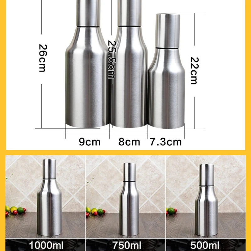 

Kitchen Supplies Soy Sauce Olive Oil bottle Oil Can Gravy Boat Oil Dispenser 750ML Stainless Steel Leak Proof
