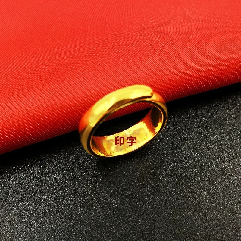 

9999 Real Gold 24K Glossy Ring Couple Men's and Women's Ring Open Ring Thickened Gold Printing