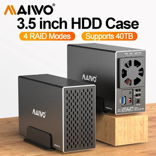 MAIWO-caja HDD de 3,5 pulgadas, carcasa de almacenamiento SATA RAID, estación de acoplamiento de disco duro de doble bahía para caja de disco duro externo de 2,5/3,5 pulgadas
