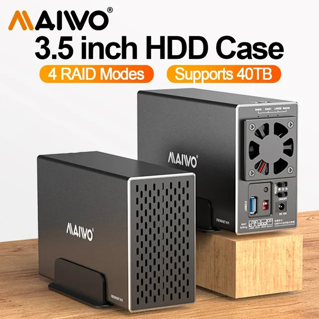 MAIWO 3,5-calowa obudowa dysku twardego SATA RAID Obudowa z podwójnym gniazdem do stacji dokującej dla zewnętrznego dysku twardego 2,5/3,5 cala