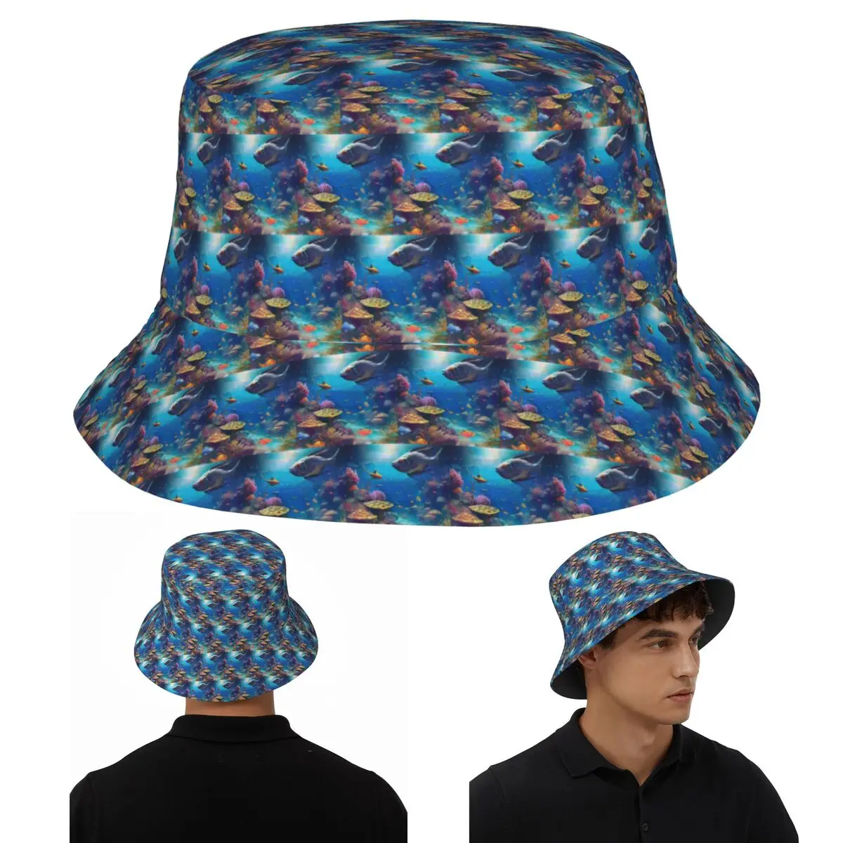 قبعات دلو السمك الاستوائية من Great Fish Land بنما للأطفال قبعات صياد بوب لصيد الأسماك في الصيف للجنسين