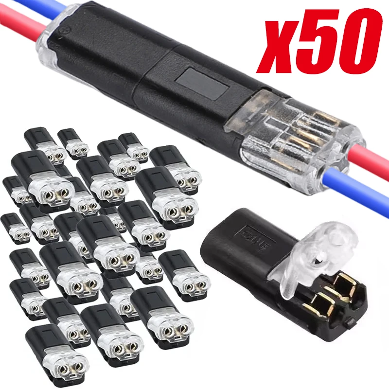 50Pcs 2 Pin Way Plug Waterproof Electrical Connector Car Wire Cable Automotive Electrical Connector Strip Terminal Connection