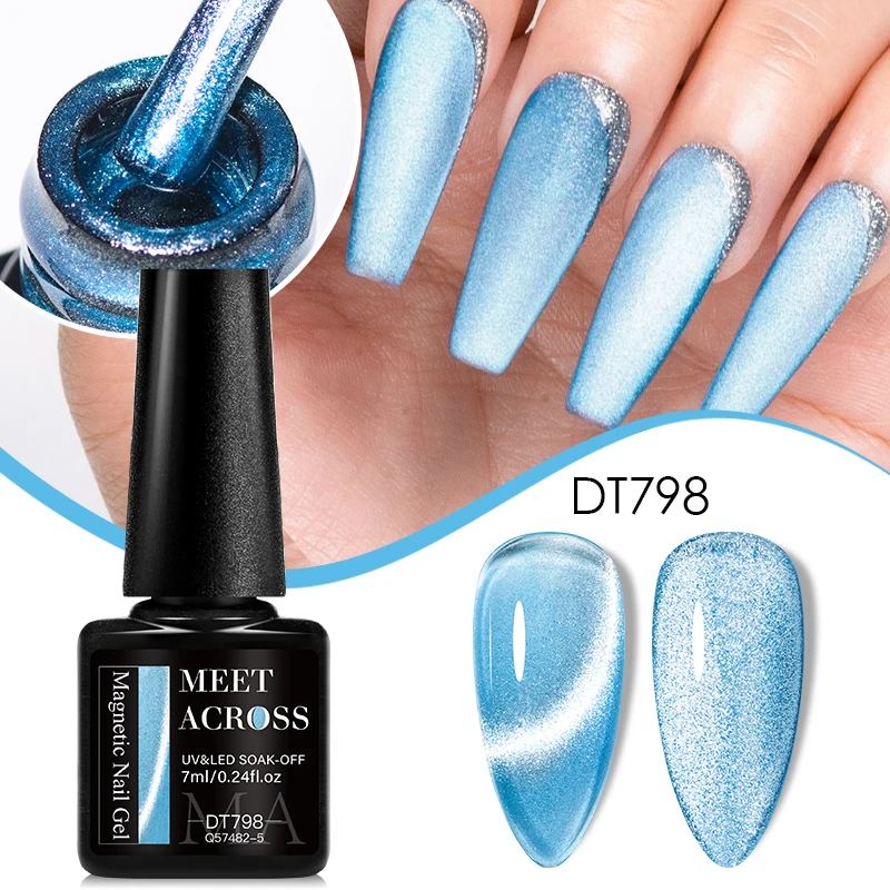 MEET ACROSS 7ml Cat Eye Gel Nagellak 9D Cateye Nail Gel Holografische Glitter Magnetische Gel Polish Soak Off UV Gel Nail Art