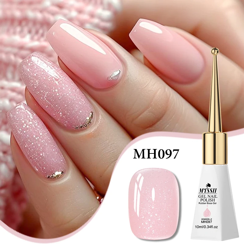 10ml Jelly Nude Glitter Rubber Base Gel Nail Polish Pink Semi-Permanent Varnish Long Lasting Soak Off Self-Leveling Gel UV Nails