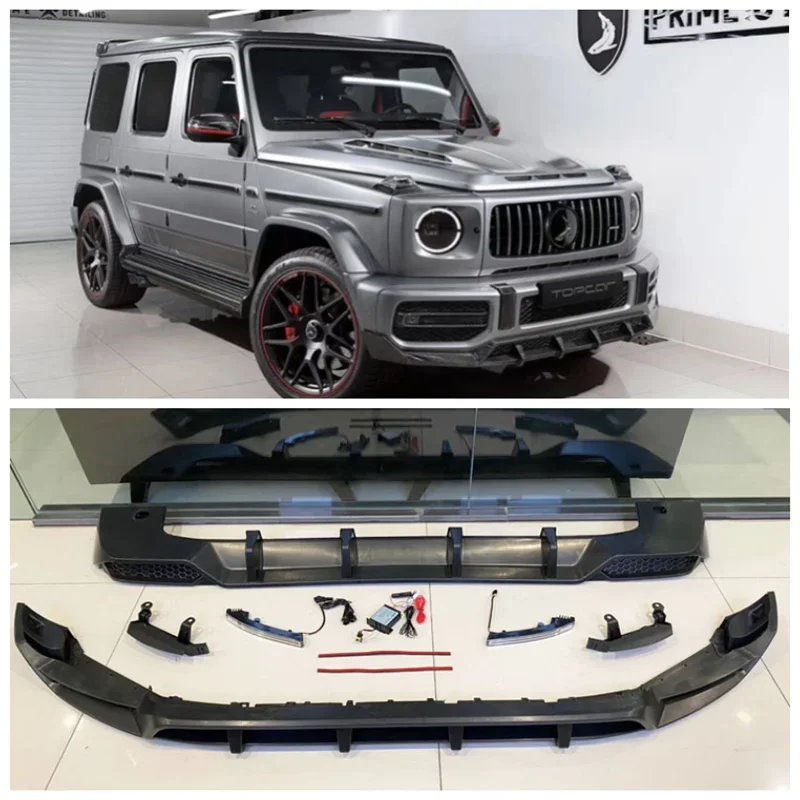 For Benz W464 G-Class G500 G63 AMG 2019-2023 PP Matte Black Bumper Front Lip Rear Diffuser Spoiler Protector Body Kits