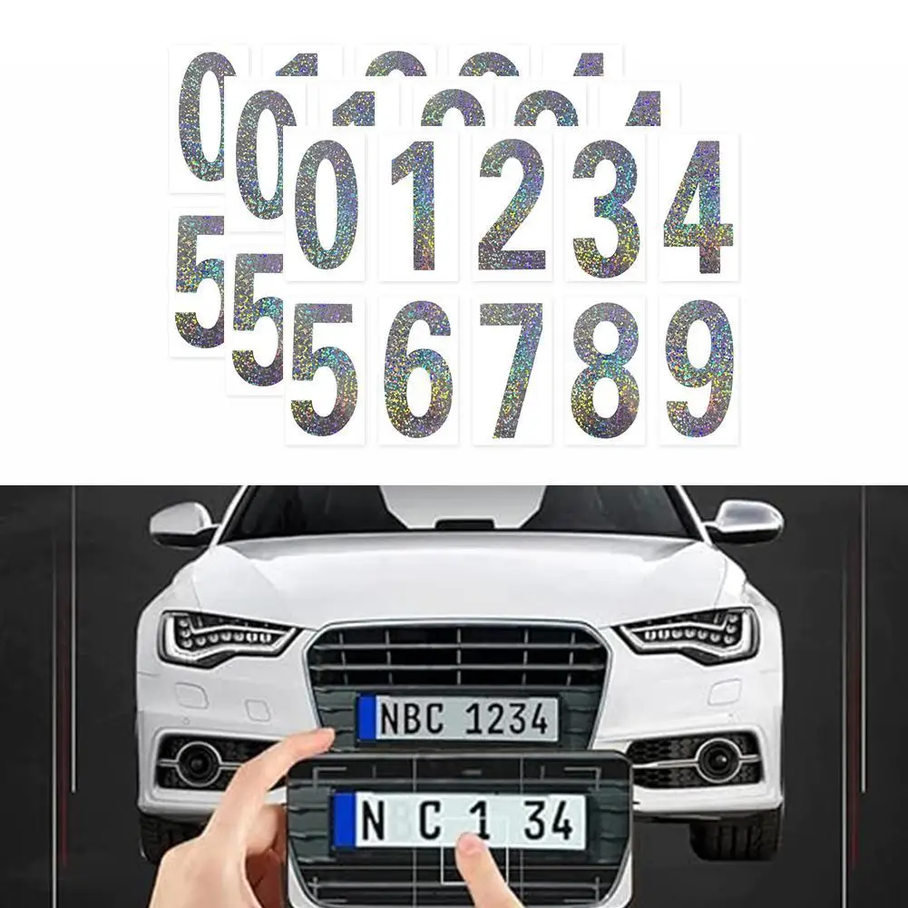 3pcs Nanofilm License Plate Sticker Waterproof Invisible Digital Sticker Reflective Digital Number Label Car Decorative Supplies