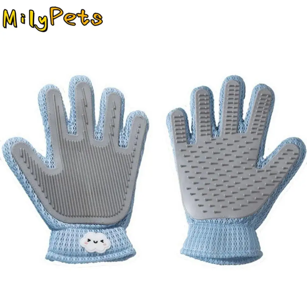 Remove Floating Hair Cat Petting Gloves Breathable Mesh Soft Silicone Dog Hair Remover Elastic Wrist Closure Two-sided