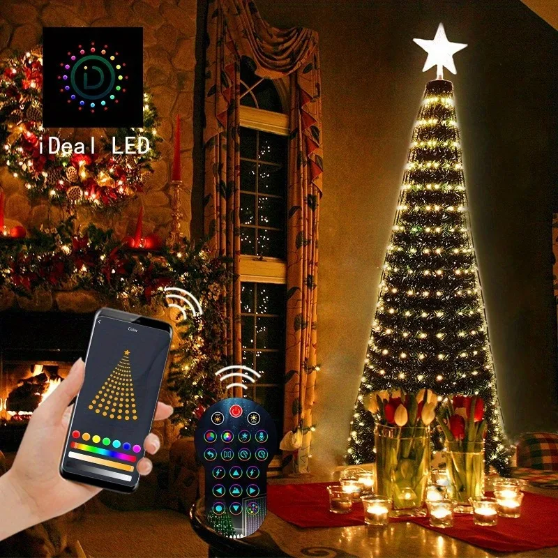MIMI RGB الذكية شجرة عيد الميلاد الخفيفة 400 المصابيح DIY بها بنفسك الرسوم المتحركة اللون تغيير ضوء APP التحكم عن بعد لزينة شجرة عيد الميلاد