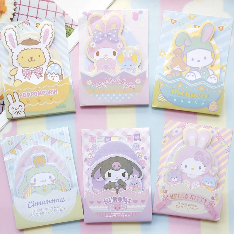 

24pcs/lot Sanrio Kuromi Pochacco Cinnamoroll Memo Pad Cute Melody N Times Stationery Label Notepad Bookmark Post School Supplies