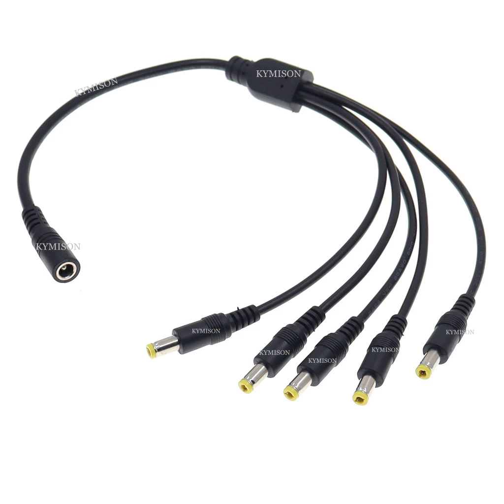 DC Power Cable 1 Female to 5 Male Plug Splitter Adapter DC Power Jack Female 5.5 x 2.5mm Plug For Led Strip CCTV Camera