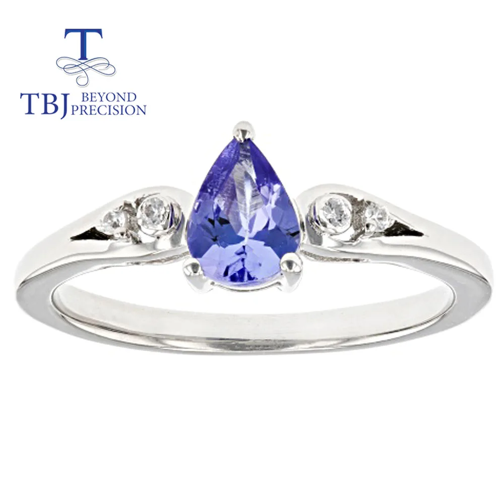 

TBJ Natural tanzanite ring pear 5*7mm natural precious gemstone 925 sterling silver fine jewelry for women anniversary gift