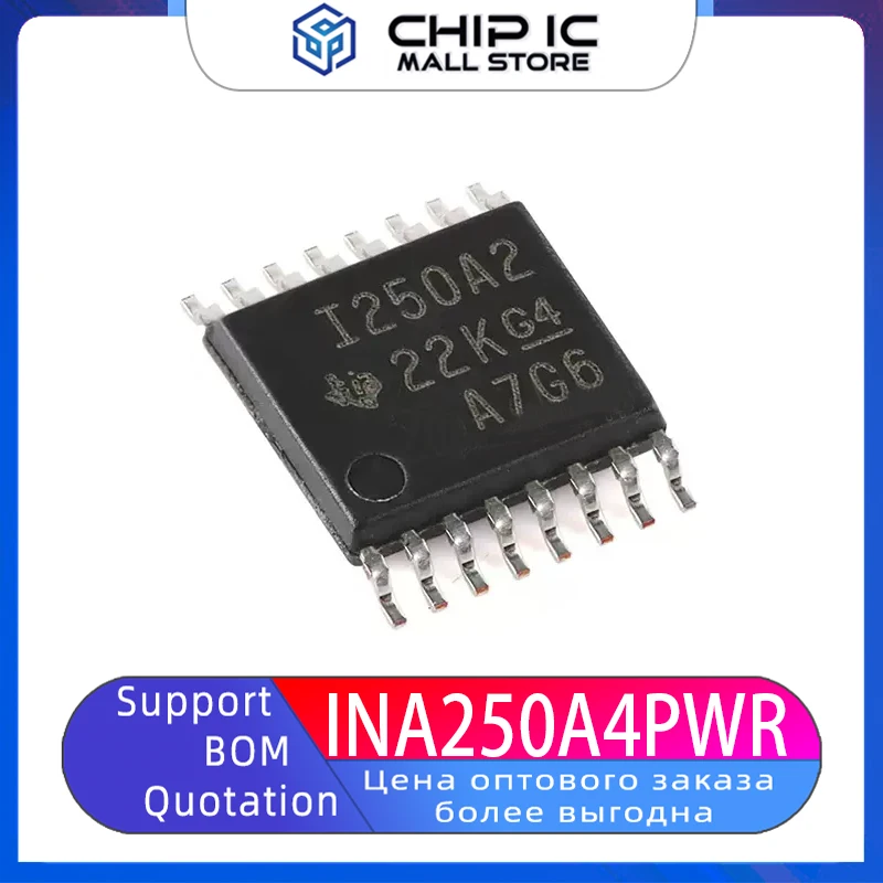 INA250A4PWR Silk Screen I250A4 TSSOP16 Bidirectional Zero Drift Current Induction Operational Amplifier New Original Stock