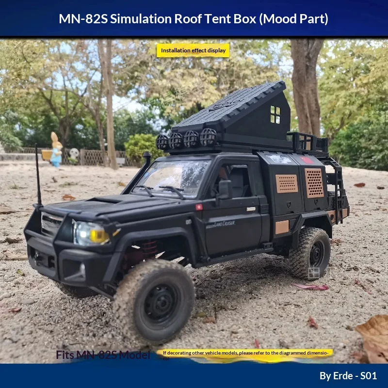 MN82S Roof Top Tent Camping Rack Shell Scale Simulation Accessories for MN82 RC Crawler Upgrade Parts