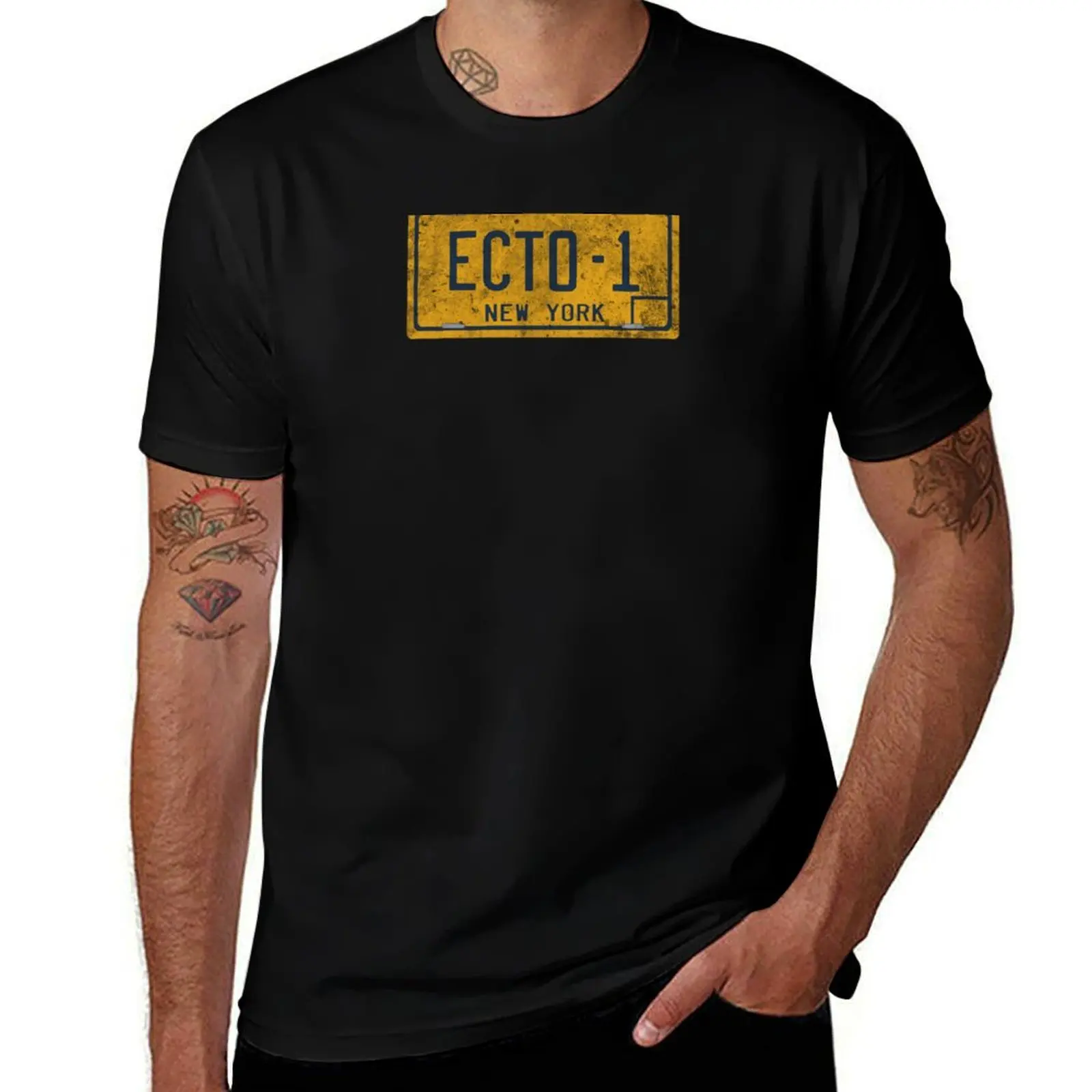 Ghostbusters - Ecto-1 License Plate - Dirty T-Shirt funny shirt cotton cute clothes Funny t-shirt tops t shirt for men