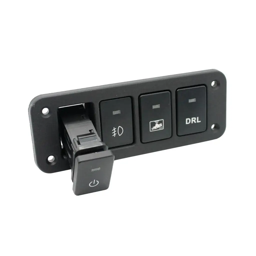 Universal 12V Toggle Rocker Switch Panel Four Gang ABS LED Display for Car Headlight and Driving Recorder