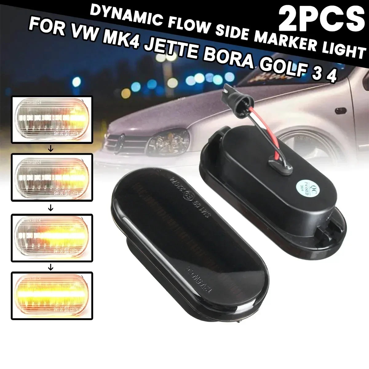 1 Pair LED Dynamic Day Light Side Marker Indicator Signal Lamp For VW MK4 Jette Bora Golf 3 4 Lupo Passat 3B 3BG Polo 6N 6N2 9N