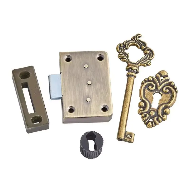 Classic 6Sets European Antique Metal Drawer Cabinet Lock Cupboard Wardrobe File Cabinet Lock Wood Case Gift Box Locks + Keys
