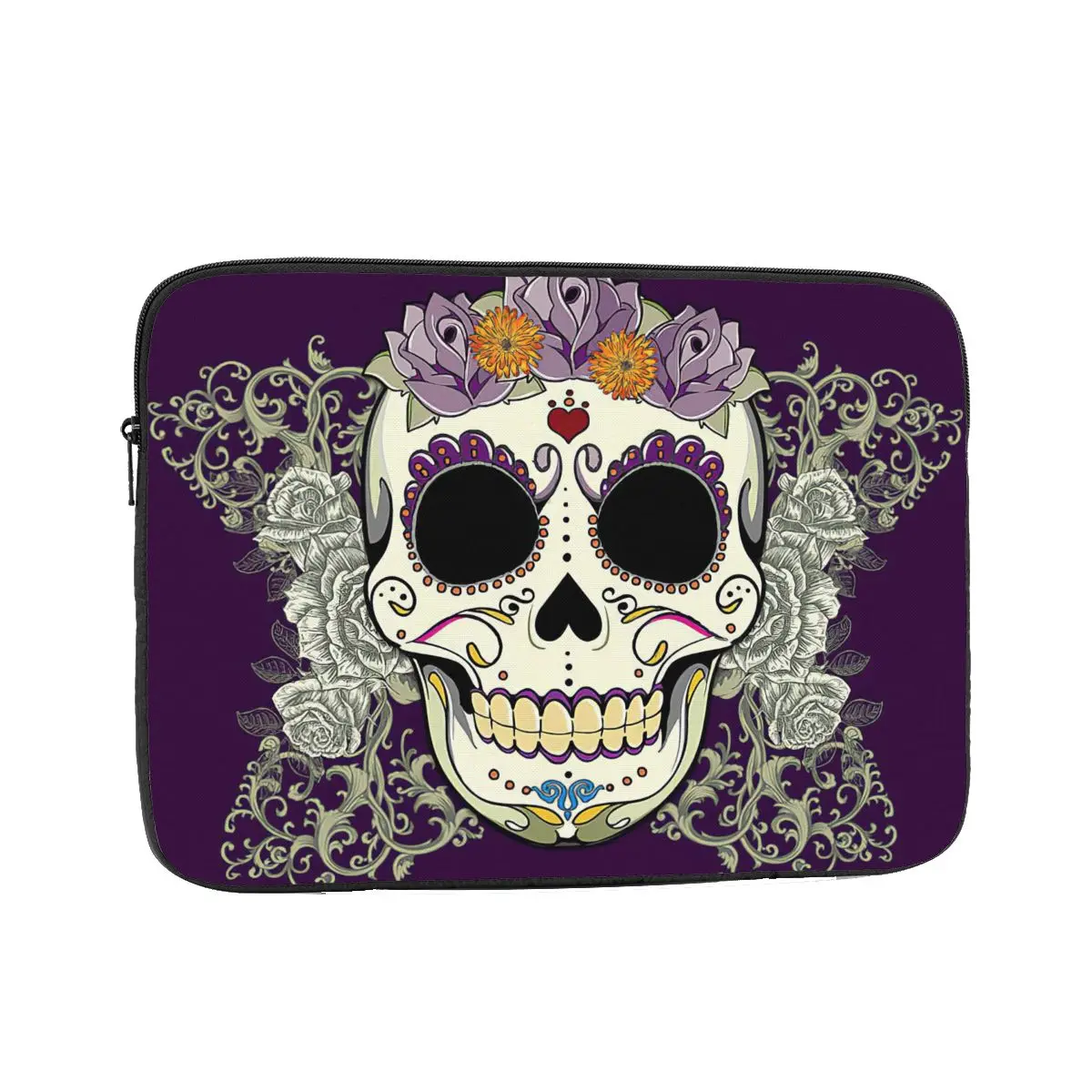 Vintage Sugar Skull And Flowers Art Computer ipad Laptop Cover Case Laptop Bag Horror,Halloween Portable Cover Fundas Pouch