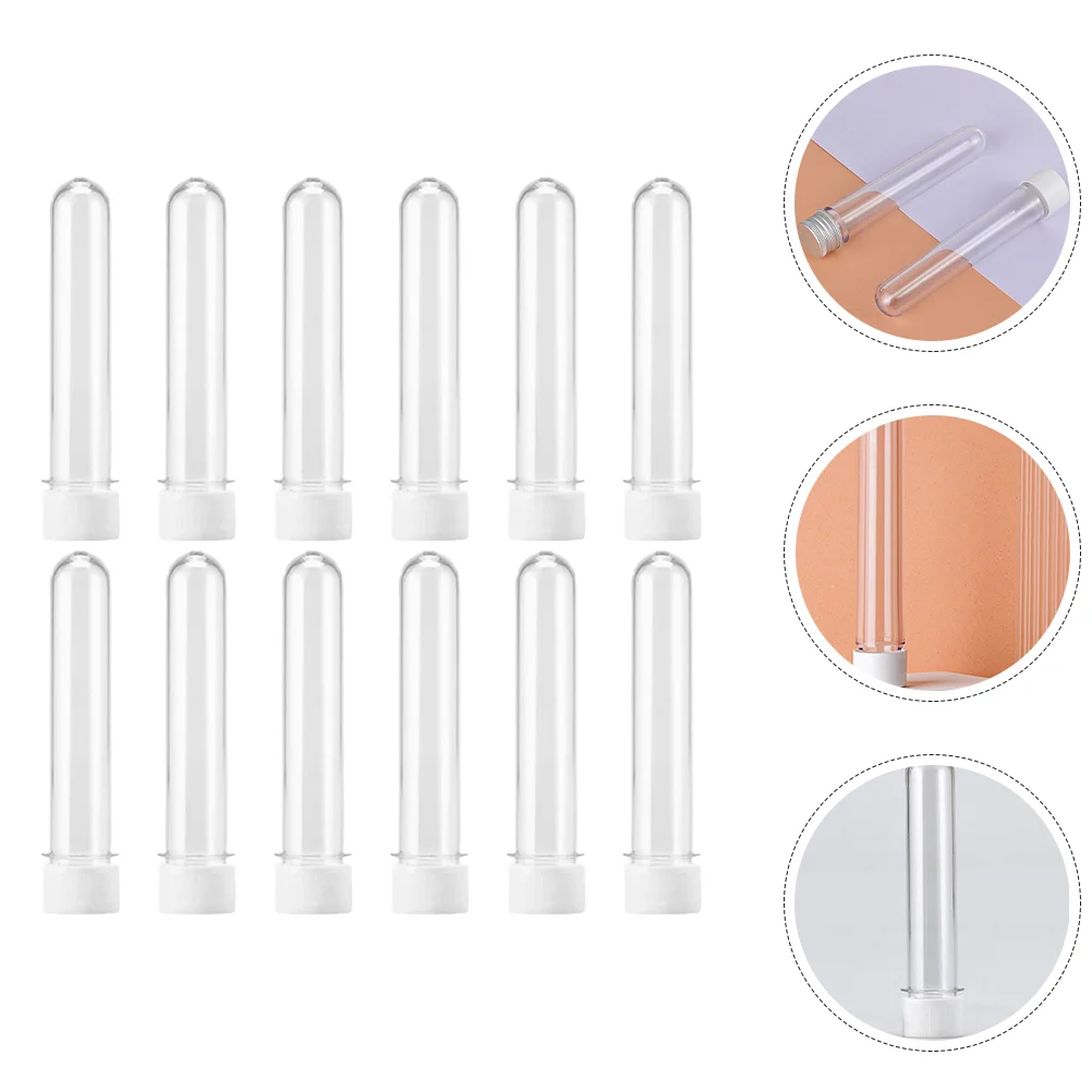 12 Pcs Candy Water Bottling Tube with Lid Storage Tubes Transparent Plastic Lids