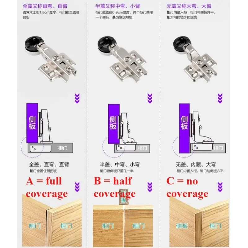 2PC Round Head Glass Door Buffer Hinge Damping Hydraulic Buffer Cabinet Hinge Clip 26/35mm Cup Cupboard Cabinet Furniture Hinge