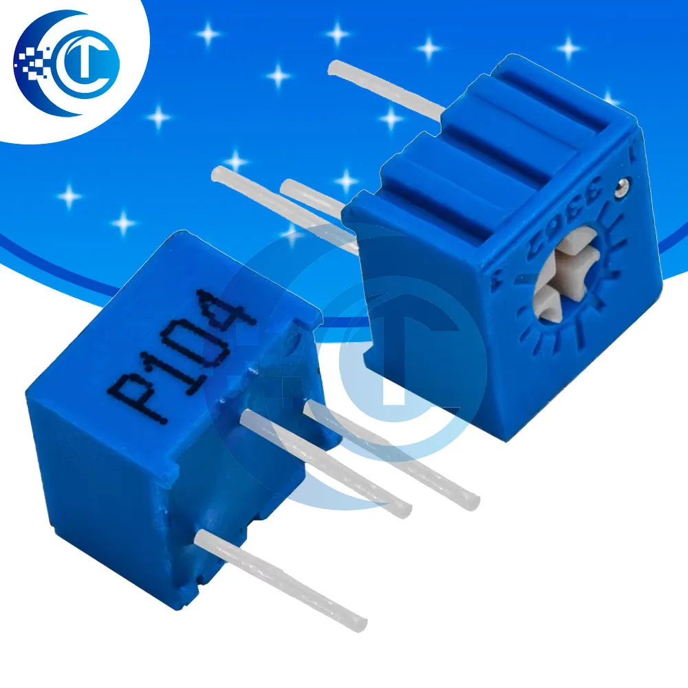 10pcs 3362P Trimmer Potentiometer Assortment Kit | 500R-100K Ohm (101/201/501 to 105/205/505) for DIY Electronics & Repairs