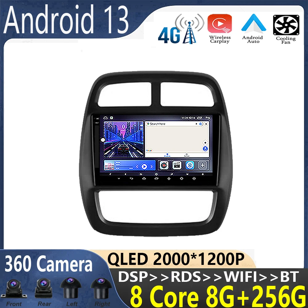 

android 13 For Renault Kwid 2015-2019 Car Radio Multimedia Video Player GPS Navigation stereo Carplay WIFI+4G QLED screen