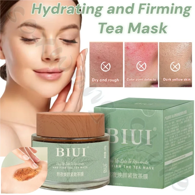 BIUI Stay Up Late to Rejuvenate and Firm Tea Mask, Refreshing and Easy to Absorb, Hydrating and Fading Fine Lines 100g
