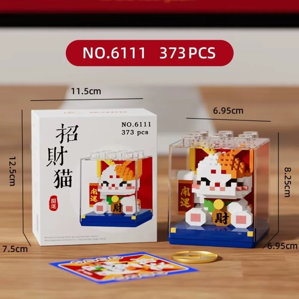 

New ABS Lucky Cat Figure Building Block Chinese New Year 3D Micro Particle Blocks Sets Cartoon Animals DIY Assembly New Year