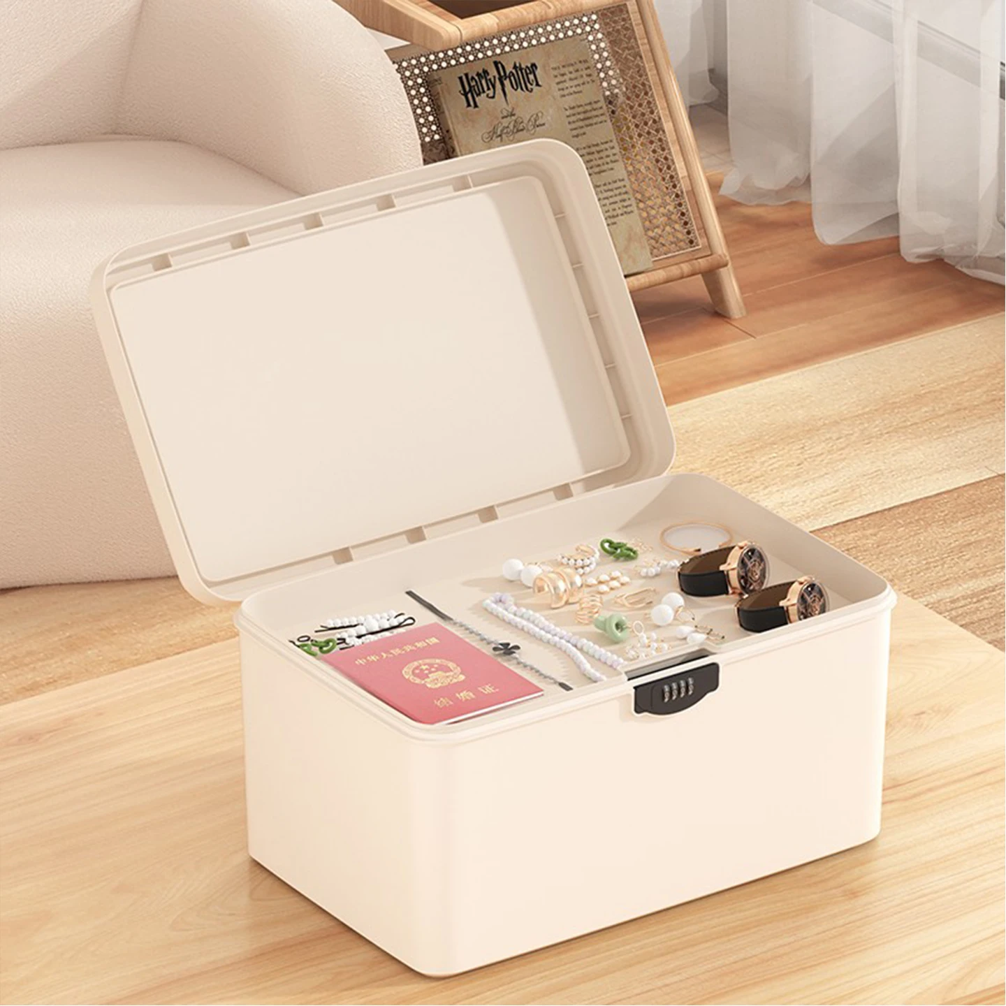 Mina box, private items, locked storage box, storage of expensive and heavy items, plastic small document secret box