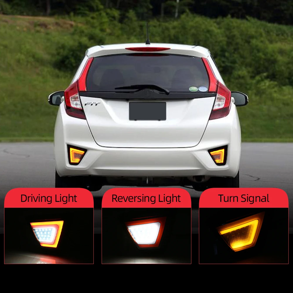 2Pcs For Honda Jazz Fit 2014 2015 2016 2017 Reflector LED Rear Bumper Light Fog Lamp Brake Light Turn Signal Reverse Light