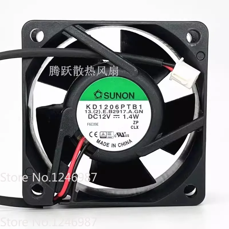 Cooling Fan for SUNON 6cm 6025 Double Ball Cooling Fan 12V 1.4W KD1206PTB1 2-wire 60 *60 * 25MM