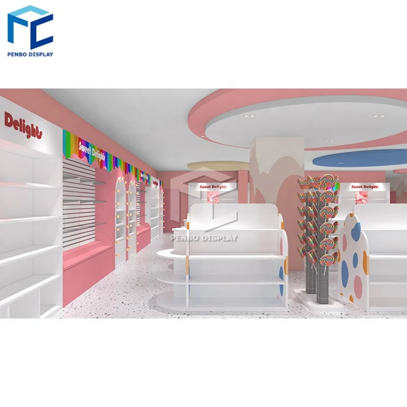 

2025customized.Bespoke Candy Shelf Display Furniture Mall Candy Store Display Sweet Sugar Store Fittings Candy Shop Furniture