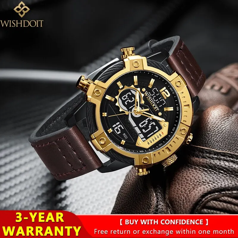 WISHDOIT Sports Outdoor Leisure Watch Men Calendar Men Quartz Watch Analog Watch Waterproof Luminous Swimming Men Hand Watch