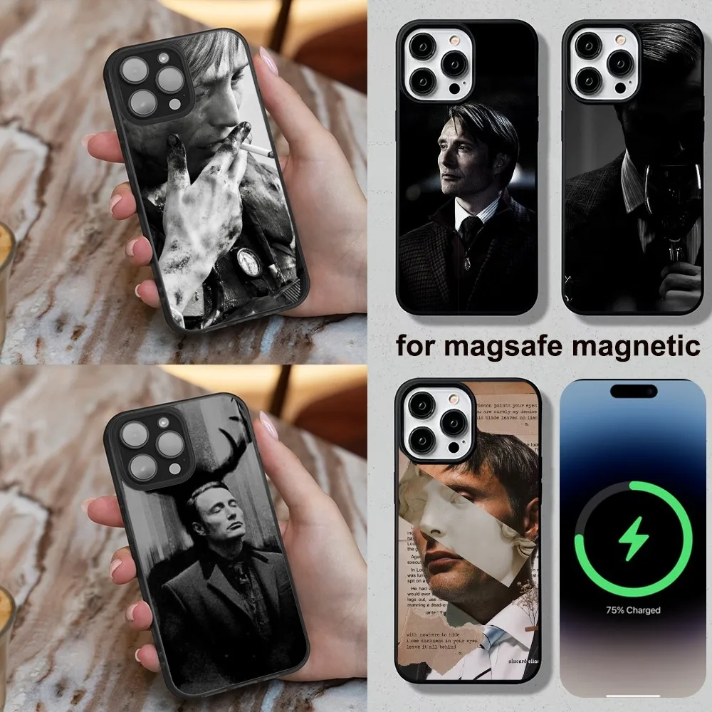 TV H-Hannibal Phone Case For iPhone 16,15,14,13,12,11,Plus,Pro,Max,Mini Soft Magesafe Magnetic Wireless Charge