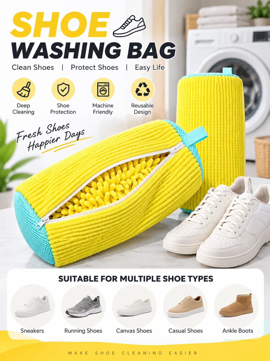 Wäschesack für Schuhe, Gepolsterter Netzschutz für Sneaker, Maschinenwaschbarer Trockensack aus Polyester, Wiederverwendbarer Sneaker-Pflegesack – Detail 1