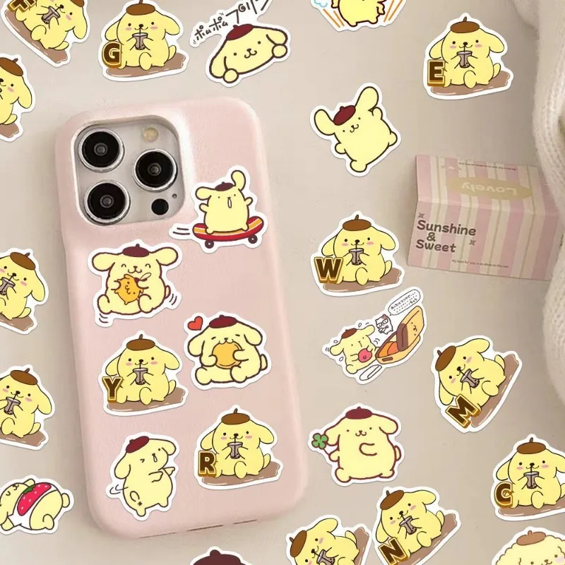 57PCS Sanrio Cartoon Cute pompon Purin Stickers Notebook cellulare Shell Water Cup bagagli decorazione adesivi all'ingrosso