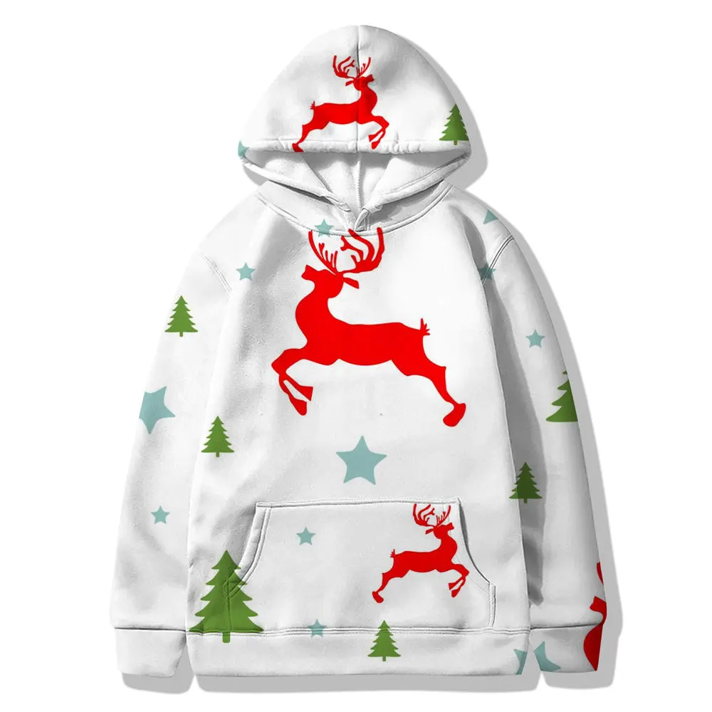 

2024 TIKI Explosive European and American Christmas Casual Digital Printing Trend Loose Autumn and Winter New Cute Hooded Sweats