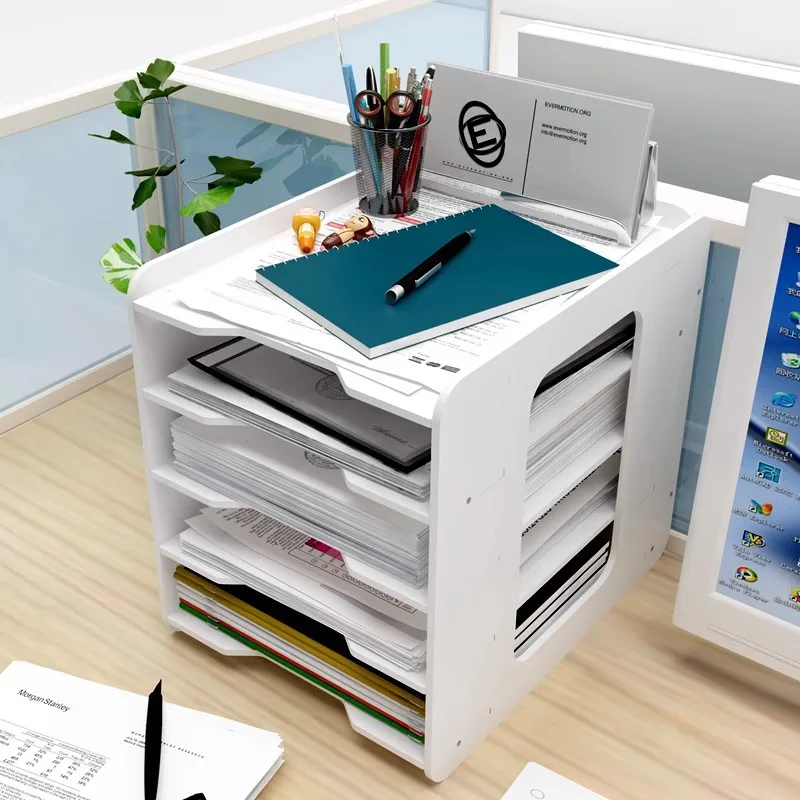 File Rack Multi-layer Office Storage Organizer Desktop Paper File Organizer A3 A4 Paper Tray File Holder Desk Organizer