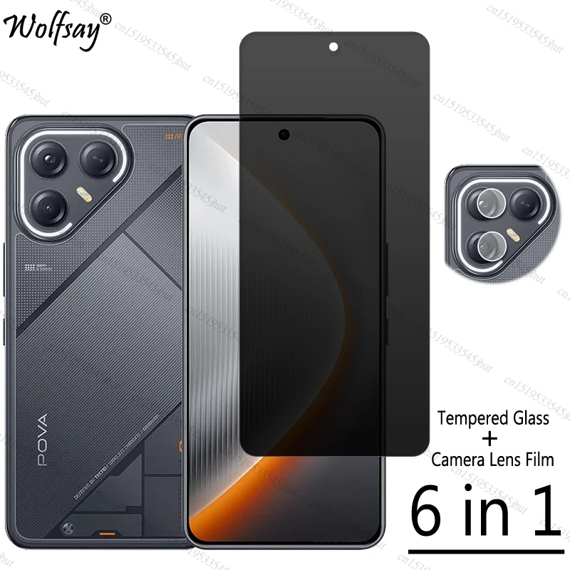 

Защитная пленка для экрана Tecno Pova 7 Ultra, противошпионское закаленное стекло Tecno Pova 7 Ultra Glass для Tecno Pova 7 Ultra Glass