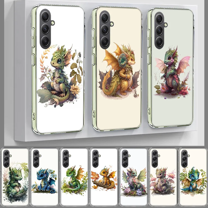 Cute Mythical Dragon Cover For Samsung A54 A34 A24 A14 A53 A33 A23 A13 A52S A32 A22 A12 Phone Galaxy A03 A04 A02S A42 A73 TPU Ca