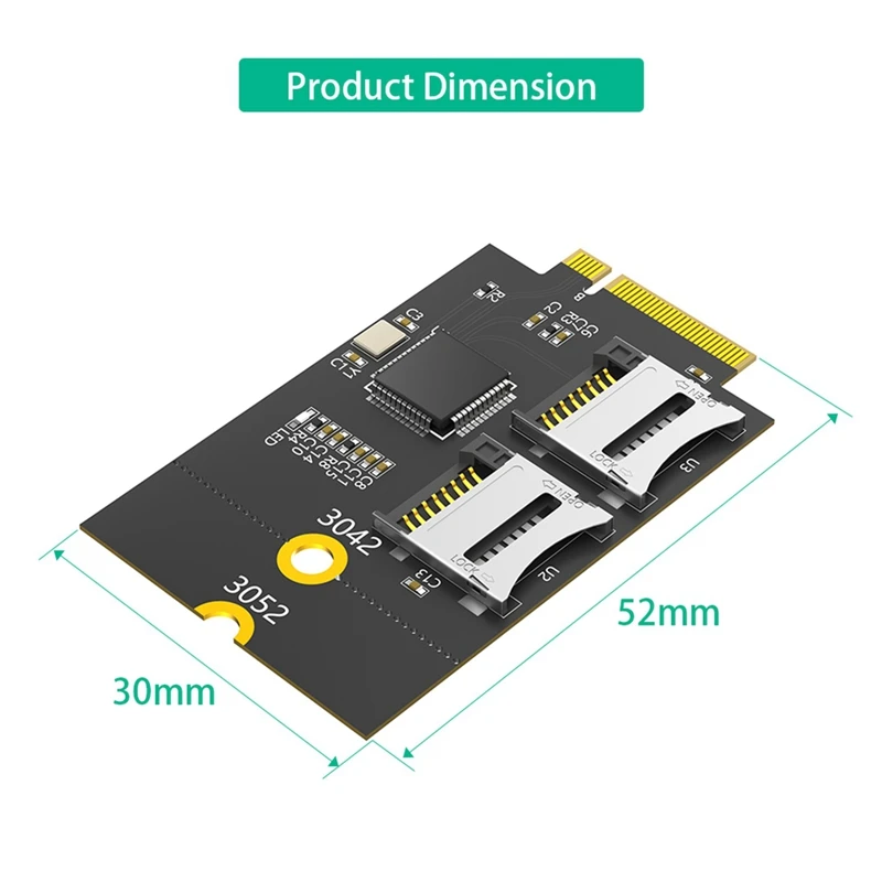 Dual Micro-SD Card, TF Card To NGFF M.2 Key B Reader Adapter Converter (Supports USB Bus, Not SATA Bus)