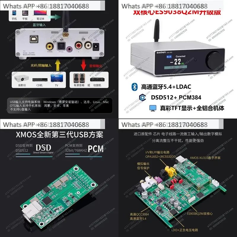1PC for SU9PRO Dual Core ES9038 Bluetooth 5.4 USB Decoder HIFI Fever DAC Headset Amplifier DSD512
