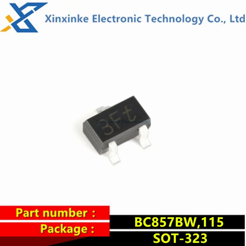50PCS BC857 BC857BW,115 SOT-323 -45V -100mA SMD Triode BC857BW Marking: 3Ft