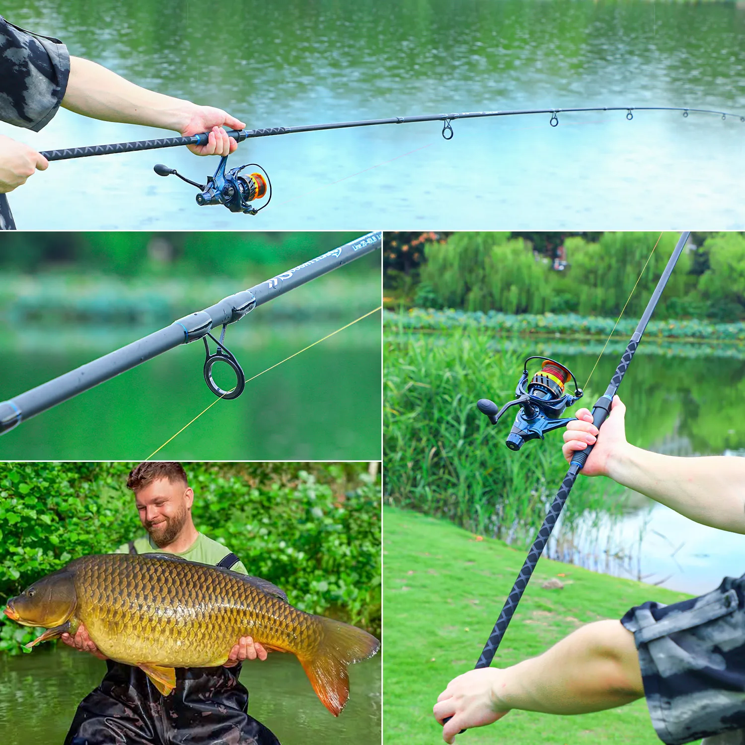Sougayilang-caña de pescar giratoria de 3 secciones, 2,7/3,0/3,3/3,6 m, caña de lanzamiento de larga distancia, caña de pescar de carpa, pesca de agua dulce - imagen 5