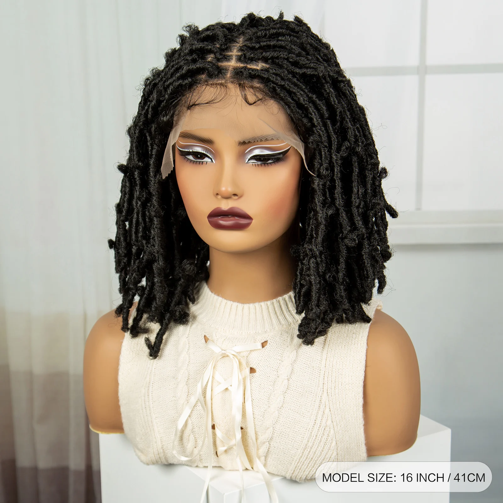 Synthetic Dreadlocks Braided Bob Wigs Lace Front Braiding Hair Wig Crochets Braids Wig Butterfly Locs Crochet Hair Wig for Women